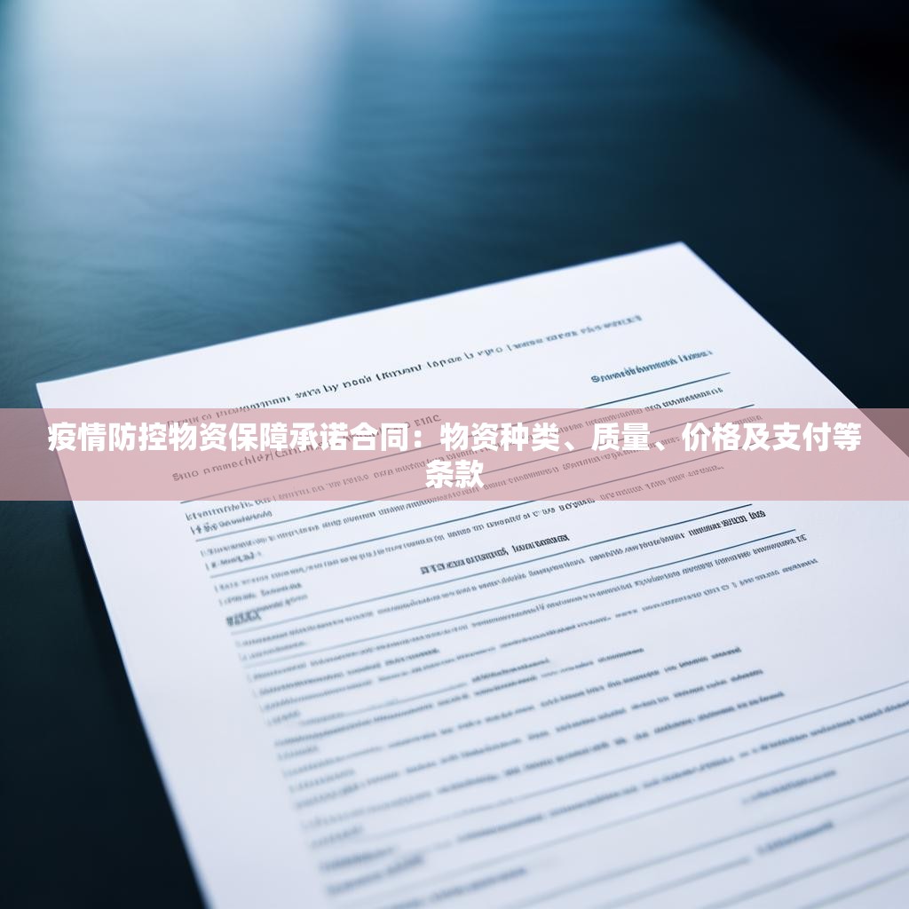 疫情防控物资保障承诺合同：物资种类、质量、价格及支付等条款